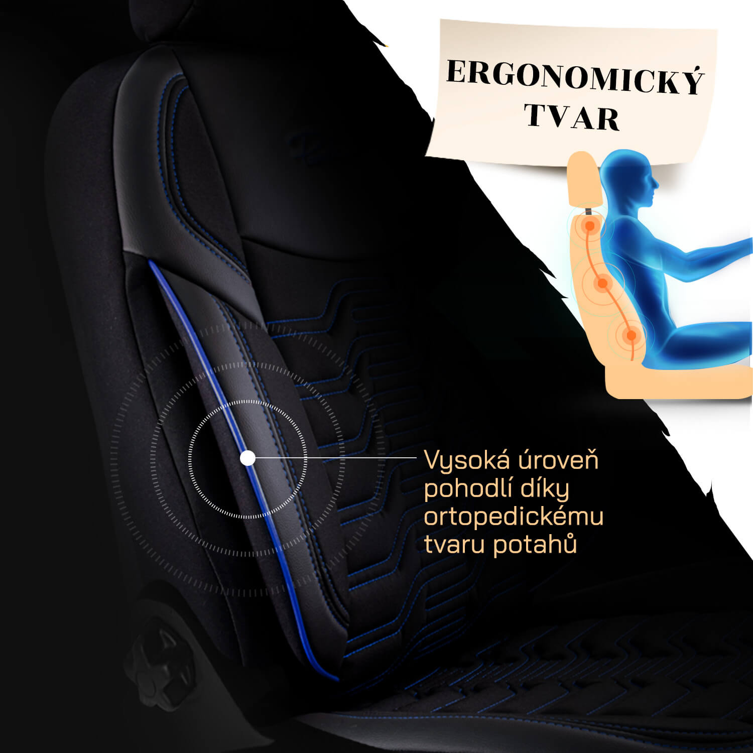 Ergonomický tvar autopotahů BERLIN – Podpora zad