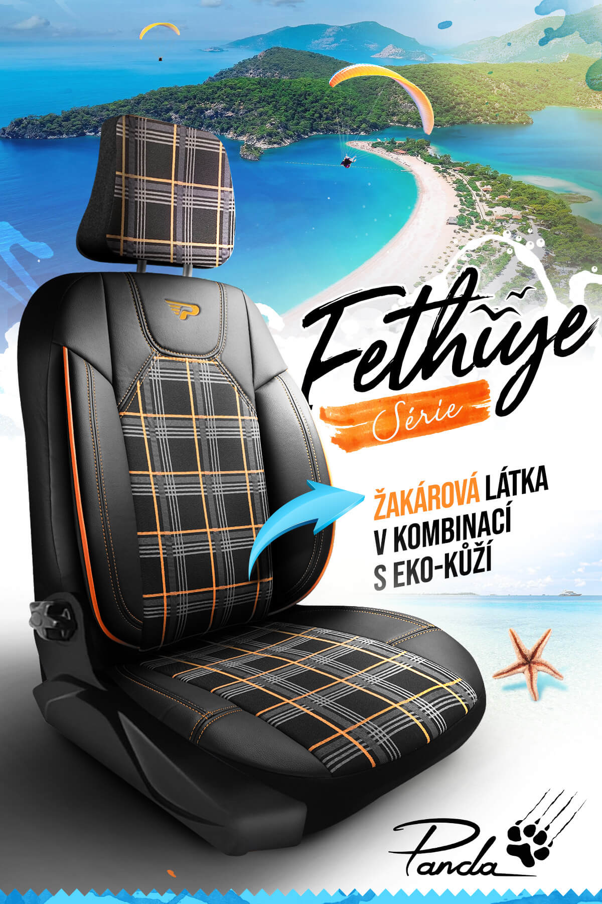 Autopotahy FETHIYE černo-oranžové – Kvalita a elegance