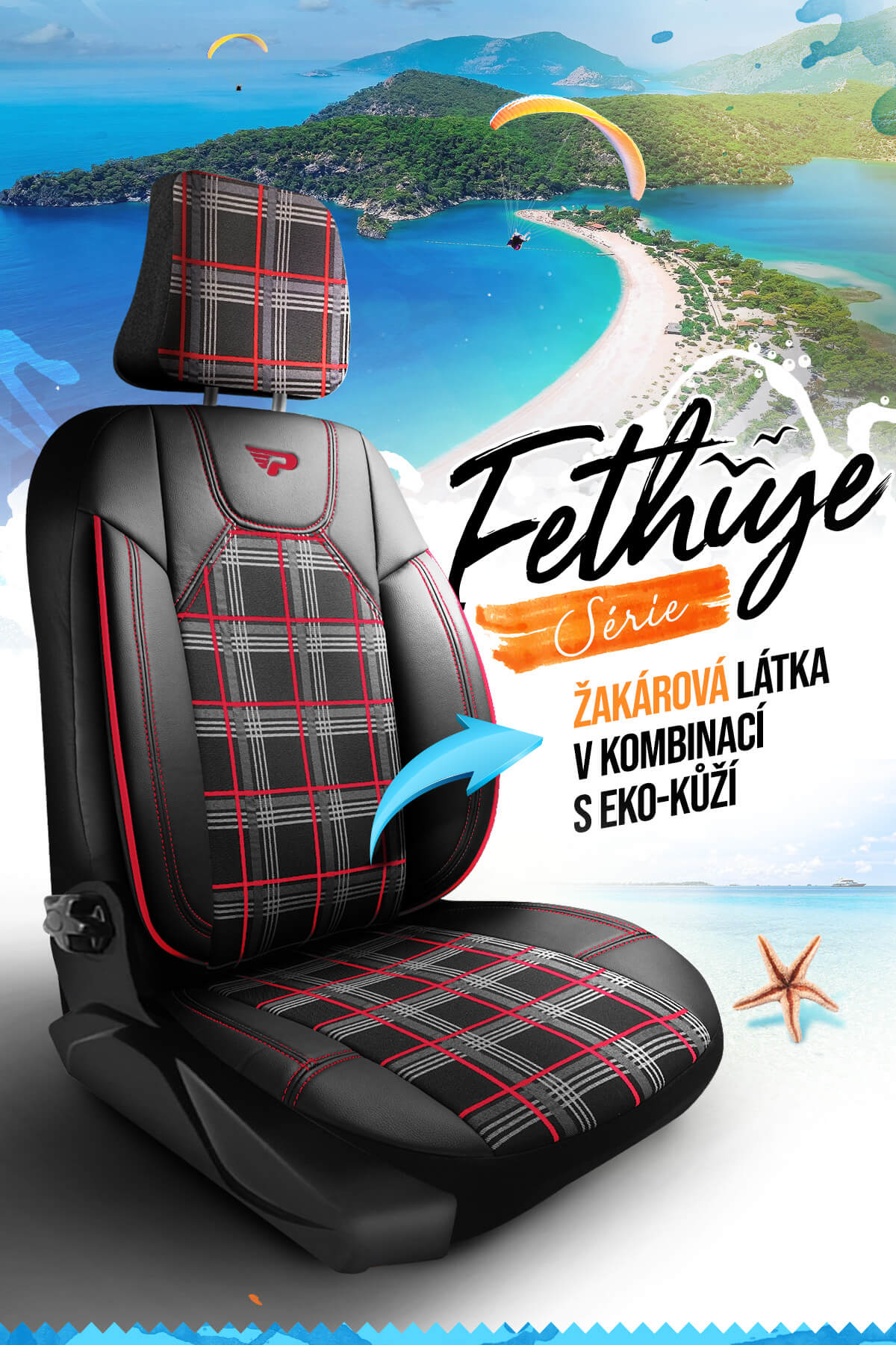 Autopotahy FETHIYE černo-červené – Kvalita a elegance