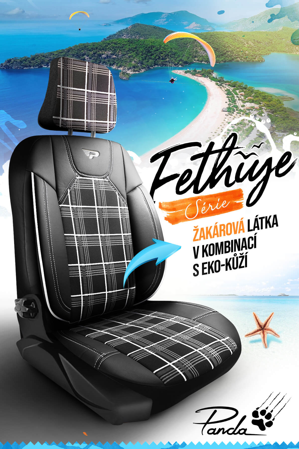 Autopotahy FETHIYE černo-bílé – Kvalita a elegance